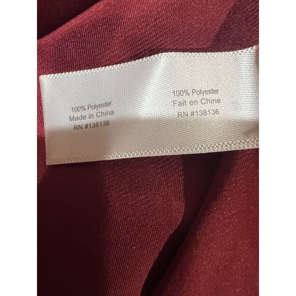 Bed To Brunch Maroon Satin Long Robe Embroidered Rose Size XS - Picture 6 of 7